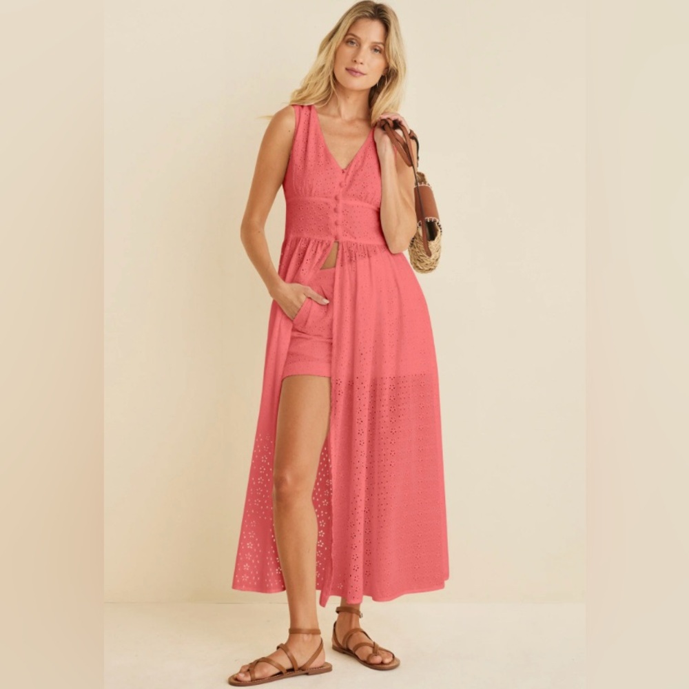 NWT!!! Venus Coral Eyelet Maxi Top. **TOP ONLY**
